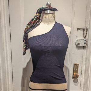 Halston Navy Knit Top